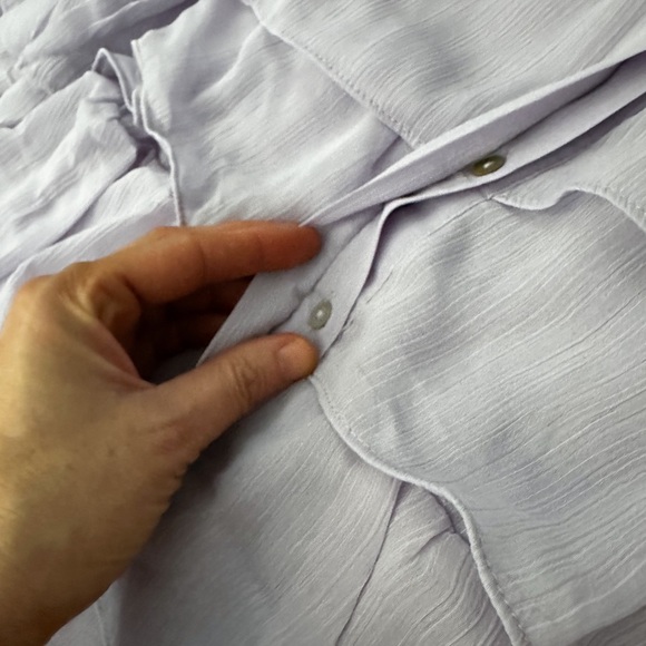 NWT- ENGLISH FACTORY Gauzy Ruffle Lavender Hidden Button Down Top - Picture 4 of 8